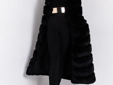 LOVE THE FUTURE FAUX FUR PLEATHER PANEL VEST IN MULTI BLACK For Cheap