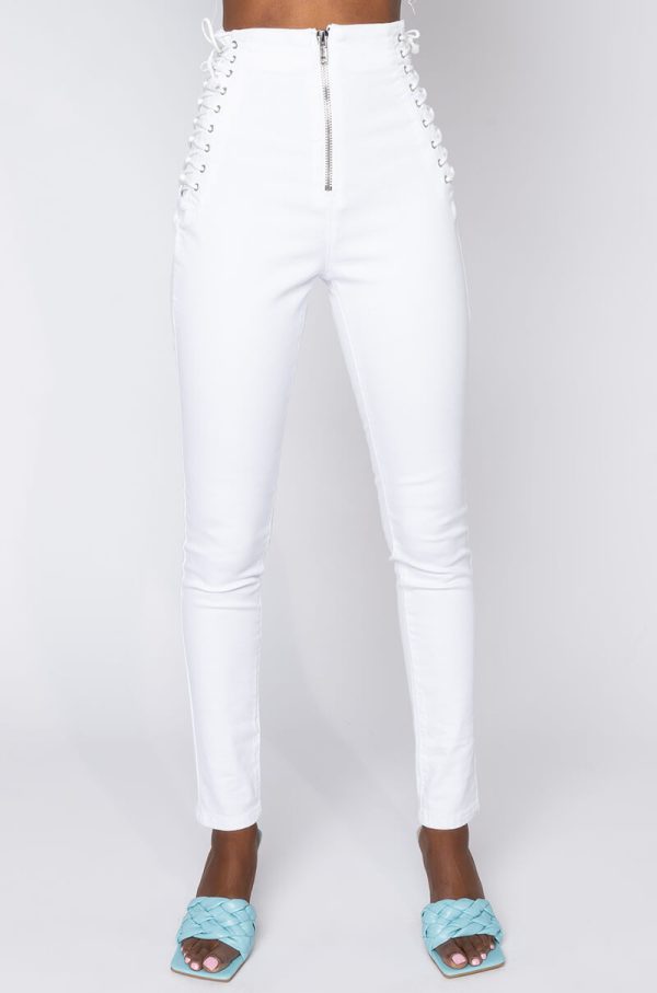 MARGOT LACE SKINNY JEANS WHITE For Discount