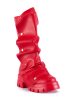 AZALEA WANG SYBEL BUTTON FLAT BOOTIE IN RED Fashion