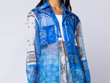 BANDANA POPSICLE LONG SHIRT BLUE MULTI Cheap