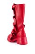 AZALEA WANG SYBEL BUTTON FLAT BOOTIE IN RED Fashion