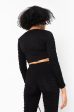 STACK IT UP ROUCHED LONG SLEEVE CROP TOP BLACK Fashion