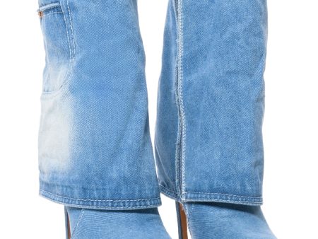 AZALEA WANG KOURT DENIM STILETTO BOOTIE For Discount