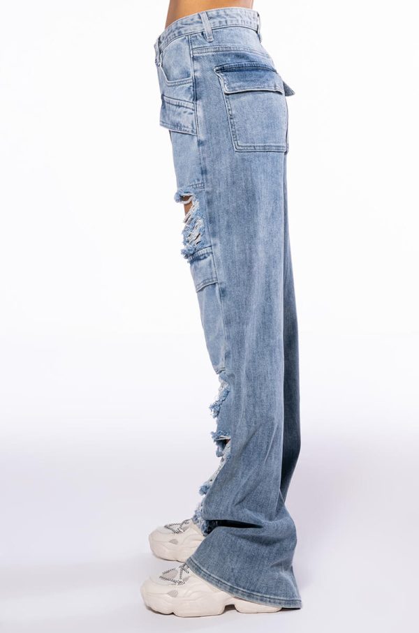 NEVER STRESSED DISTRESSED RELAXED FIT JEANS Online