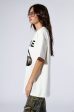 SMILE RHINESTONE DETAIL OVERSIZED TSHIRT IN WHITE Discount